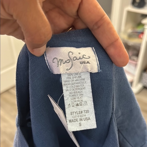 Mosaic 720 100% Linen Cowl Neck Midi Dress with Pockets - Picture 7 of 7